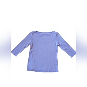 Talbots Women's Lavender 100% Cotton Top 3/4 Length Sleeves Size Petite/Small